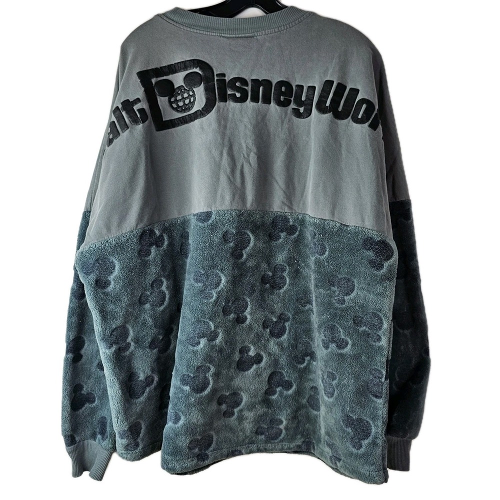 Walt Disney World Gray Plush Velour Embossed Spirit Jersey Women's XL Pullover